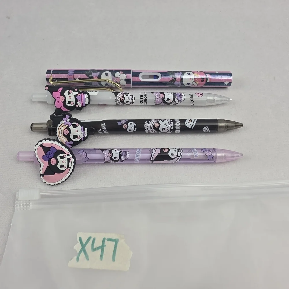 NWOT Kuromi Pencil & Calligraphy Pen Set   With Eraser, Stickers, Extra Ink‎